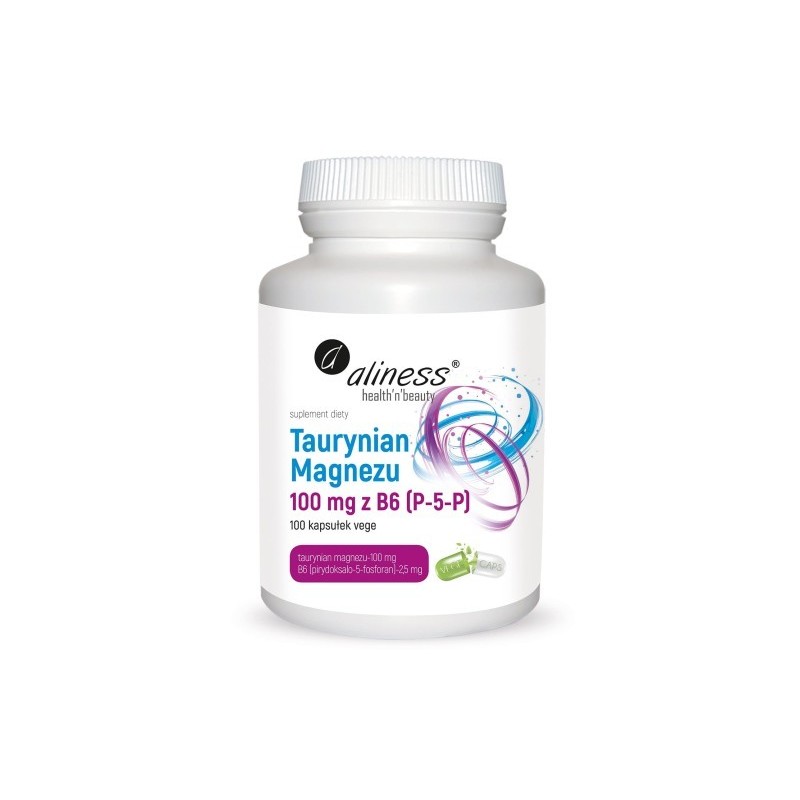 Taurynian Magnezu 100 mg z B6 (P-5-P) x 100 vege caps Taurynian Magnezu 100 mg z B6 (P-5-P) x 100 vege caps